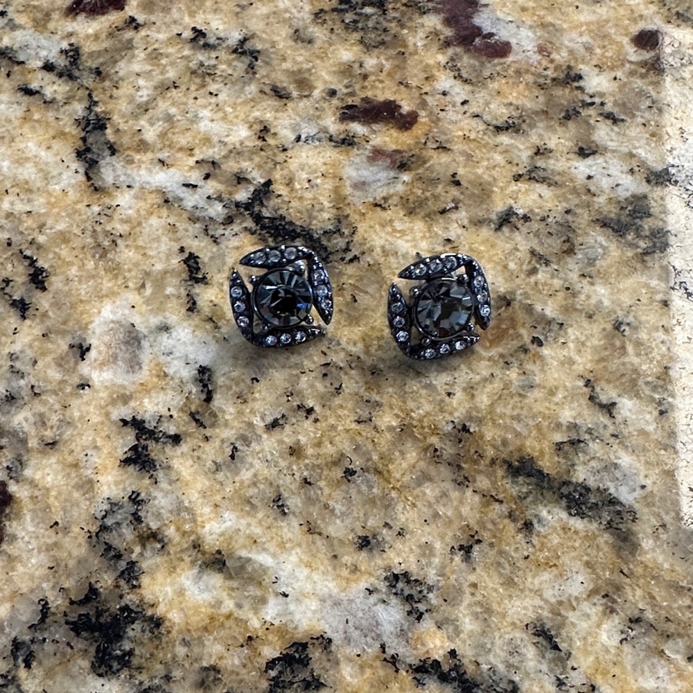 Givenchy Silver and Black Crystal Earrings